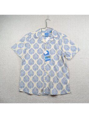 NWT Bruno France Linen Button Up Shirt Men S Floral Tropical Resort Summer Read